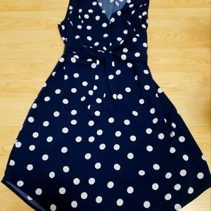 🌼Navy White Polka Dot Dress